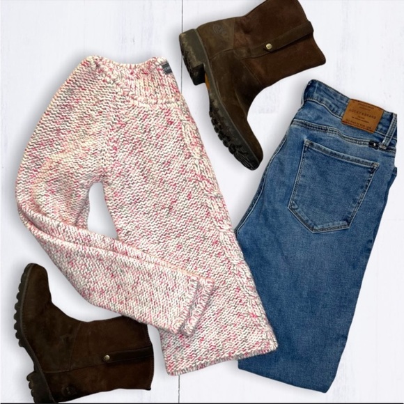 Cable Knit Sweater Wool Mohair Crew Neck Pale Pink Small CHATTAWAK - Picture 10 of 10